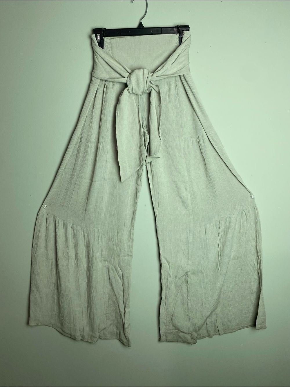 Rewash Light beige Tie-Waist Wide Leg Pants